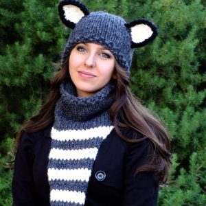 Knit Raccoon Hat and Cowl Pattern