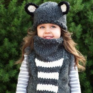 Knit Raccoon Hat and Cowl Pattern